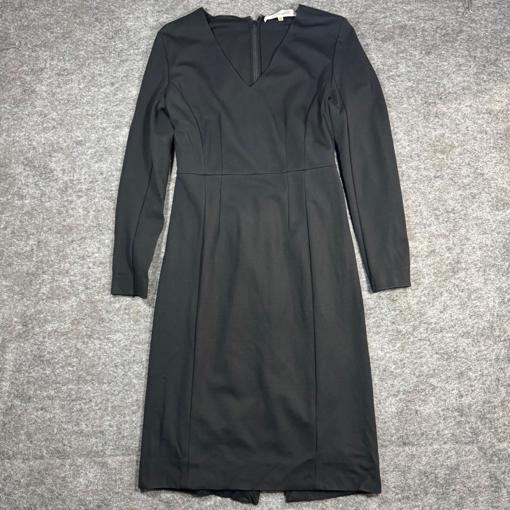 Diane von Furstenberg BlackSleeve Sheath Dress Womens 6 V-Neck Long